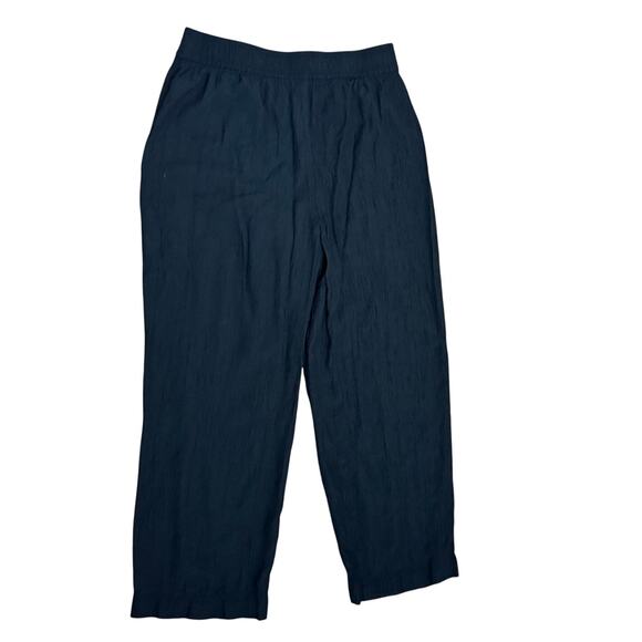 Women's Size M Madewell Crinkled Crepe Straight-Leg Crop Black Pants Airy Drapey - Picture 3 of 6